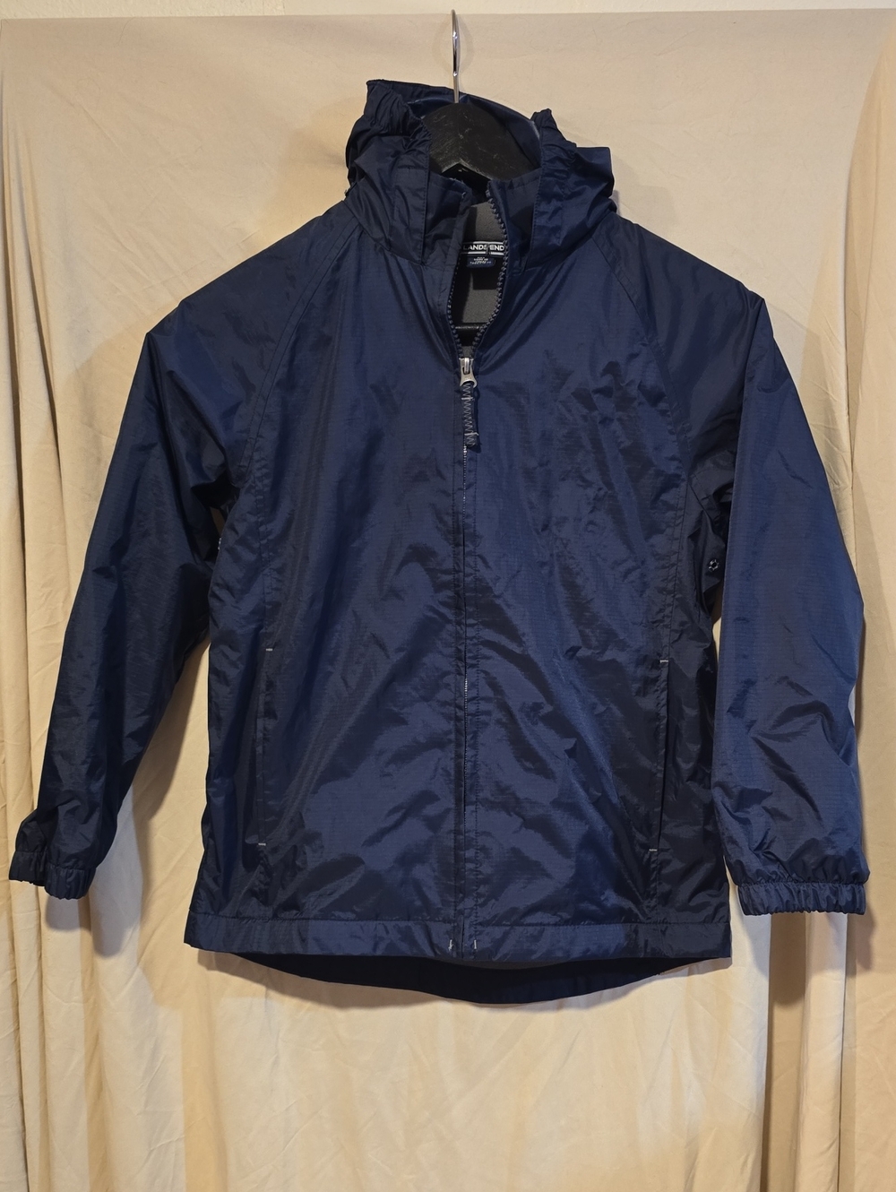 Boy's Lands' End Navy Hooded Rain Jacket